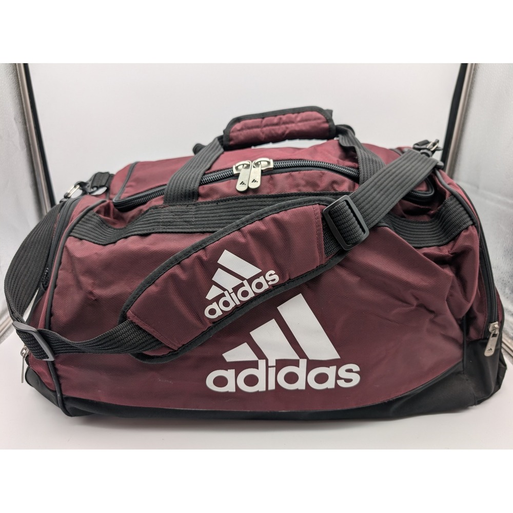 Adidas Fresh PAK Duffel Bag Maroon Black Gym Travel Sport Luggage Large Logo